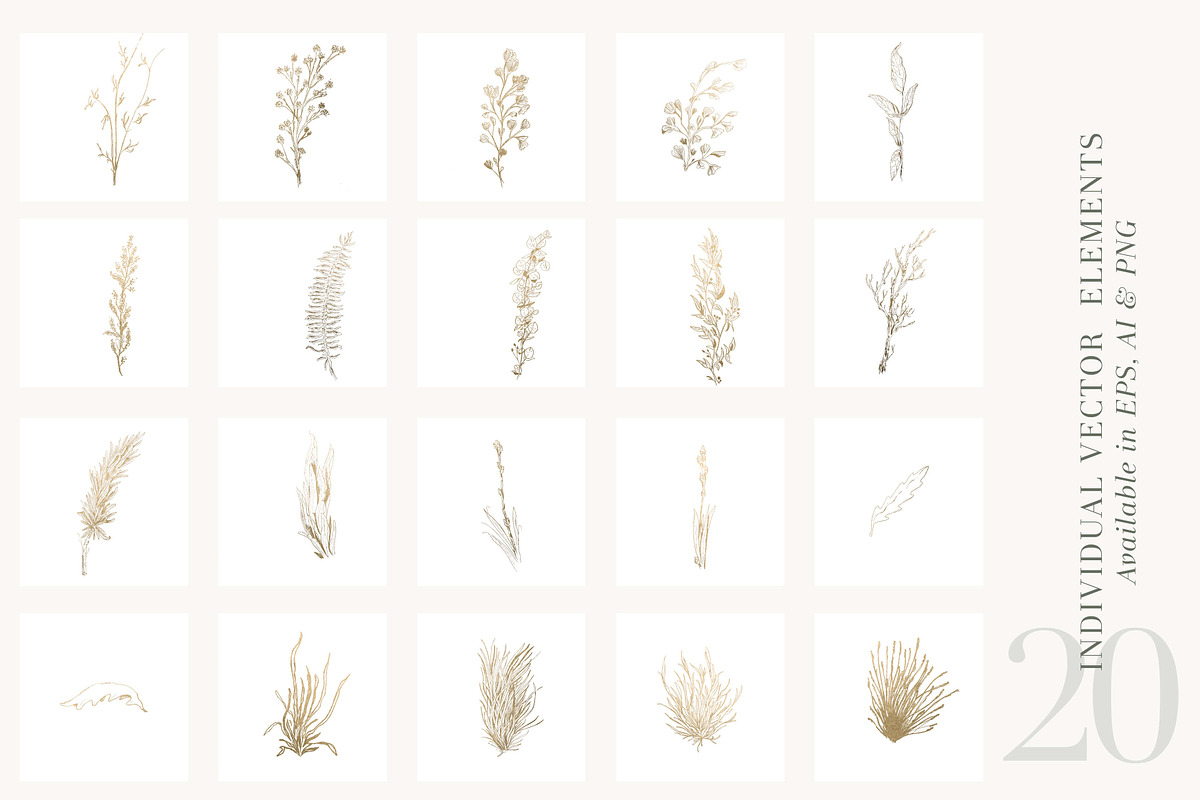 Foliage + Foil - Botanical Clipart, an Illustration by The Autumn Rabbit Ltd (Photo 10 of 11)