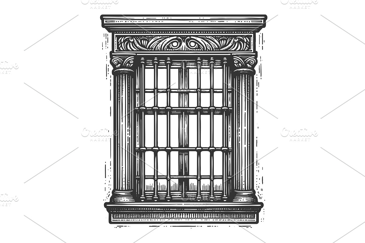 Prison Cell Window with Bars and, an Illustration by AlexArt