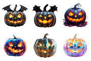 Watercolor Halloween Pumpkin PNG, an Illustration by SinaCreation (Thumbnail 3 of 7)