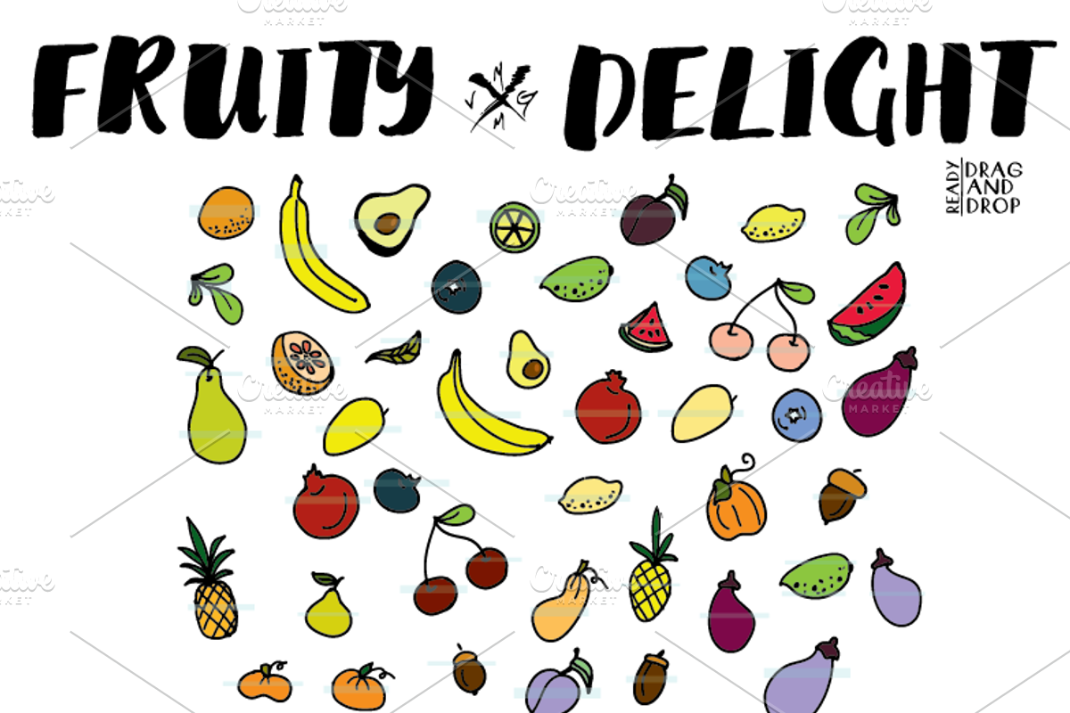 HAND DRAWN FRUIT BUNDLE - VEGAN, a Food Illustration by MVMG (Photo 2 of 2)