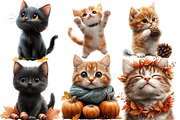 Watercolor Autumn CAT Clipart, an Illustration by Designworld (Thumbnail 2 of 4)