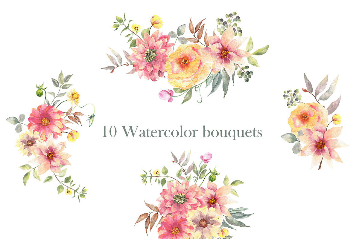 Nadine Watercolor floral collection, an Illustration by ViсkyArtDesign (Photo 3 of 11)