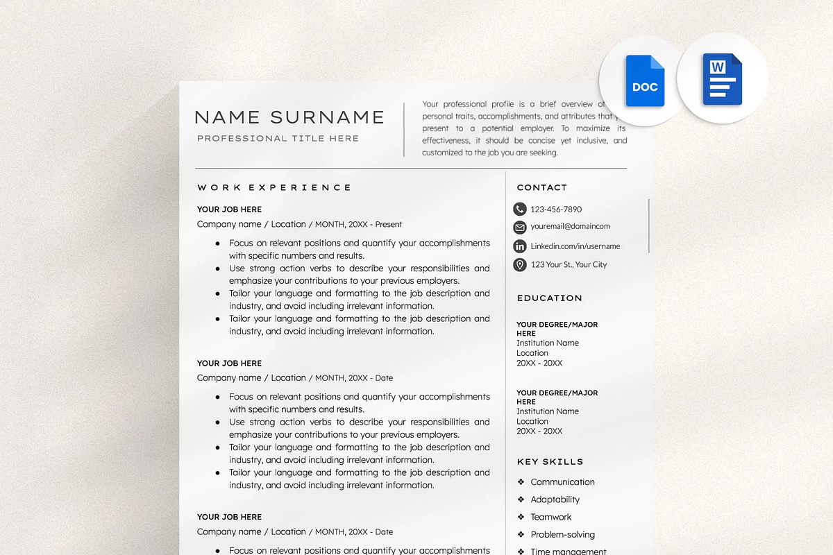 Resume Template with Cover Letter, a Resume Template by OkiDocs Resume Templates (Photo 1 of 11)