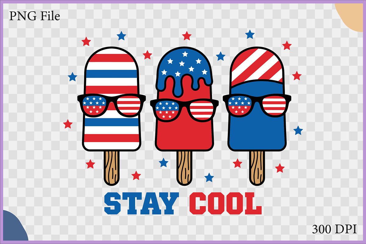 Stay Cool Patriotic Summer Clipart, a Food Illustration by Gfx Expert Team (Photo 2 of 3)