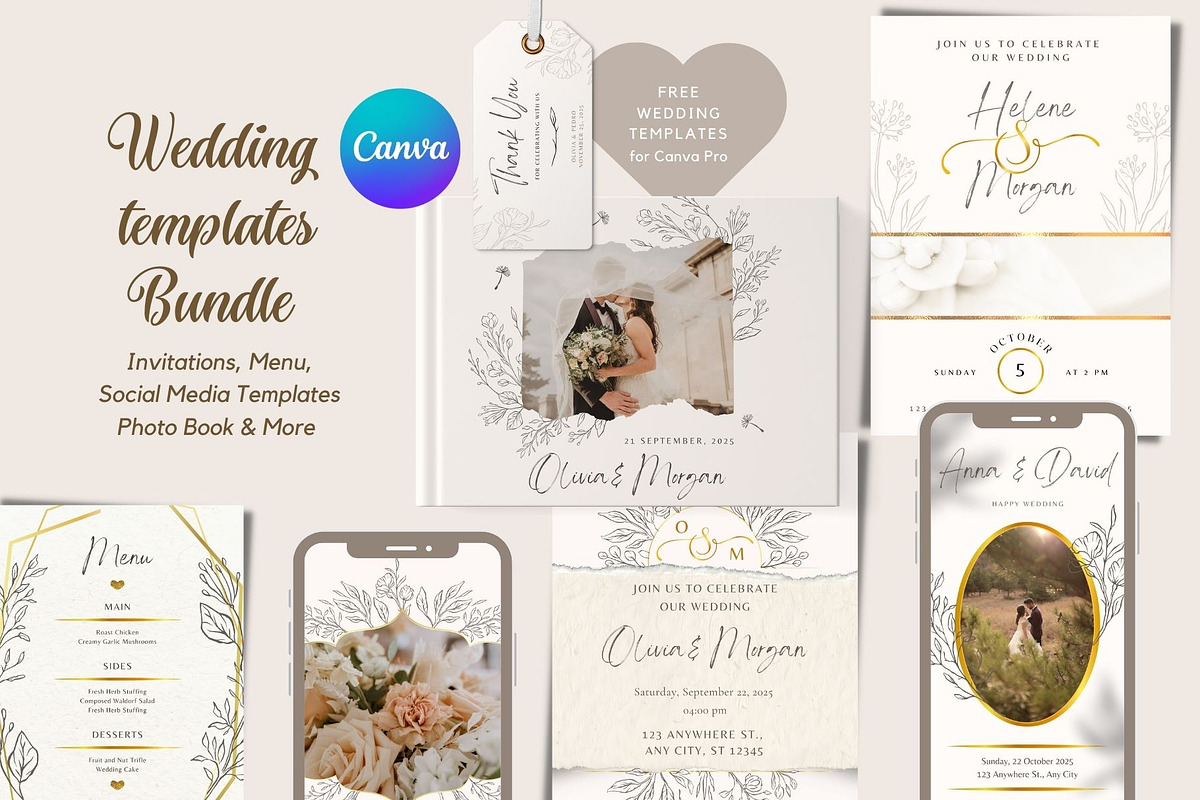 Wedding Template Bundle Canva PRO, a Social Media Template by Red Ink (Photo 1 of 7)