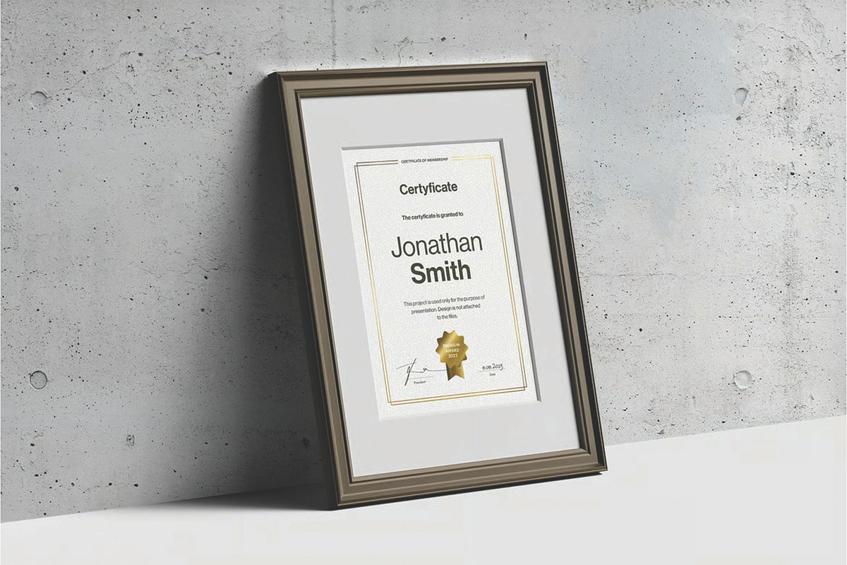 A4 Passe-partout Certificate Mockup, an Advertising Mockup by DesignRushMarket (Photo 9 of 13)