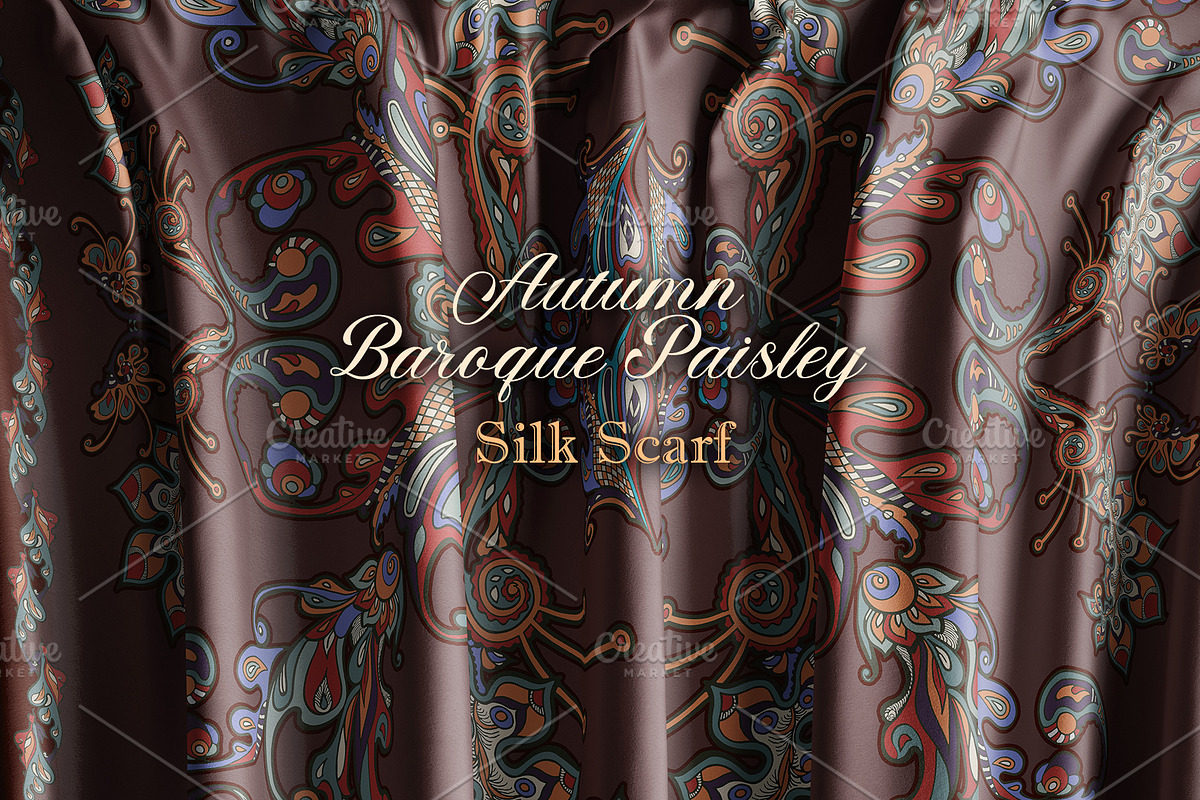 Autumn Baroque Paisley Silk Scarf, an Object Graphic by ilustrinna (Photo 1 of 10)