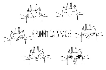 Cat doodle face collection