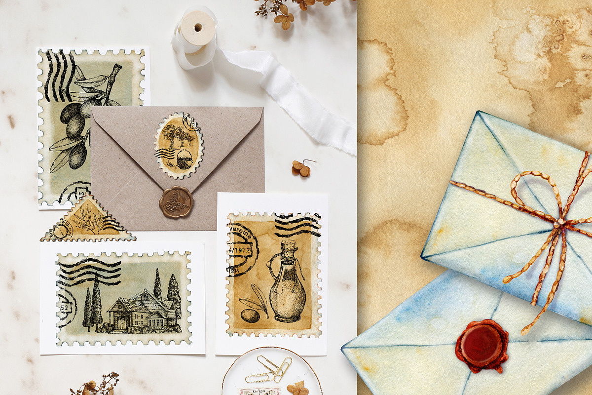 Postal clipart, blank postage stamps, an Object Illustration by Artmanata (Photo 5 of 10)