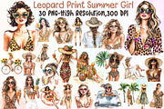 Leopard Print Summer Girl Clipart, an Illustration by Sublimation Artist (Thumbnail 1 of 6)