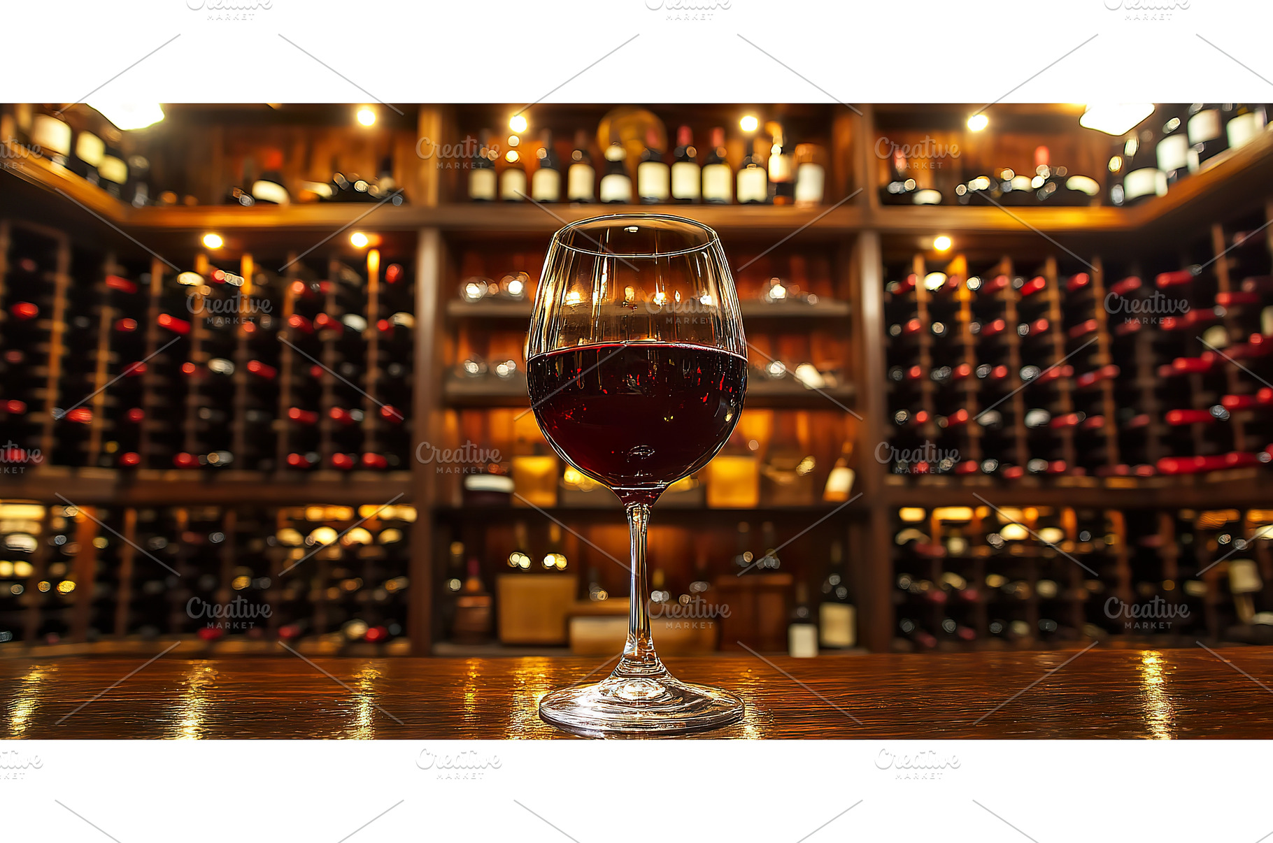 Glass of red wine in elegant cellar, a Food & Drink Photo by Lermont51