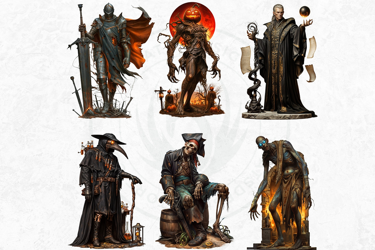 Spooky Halloween Characters Clipart, a Seasonal Illustration by ThatsDesign Art (Photo 3 of 10)