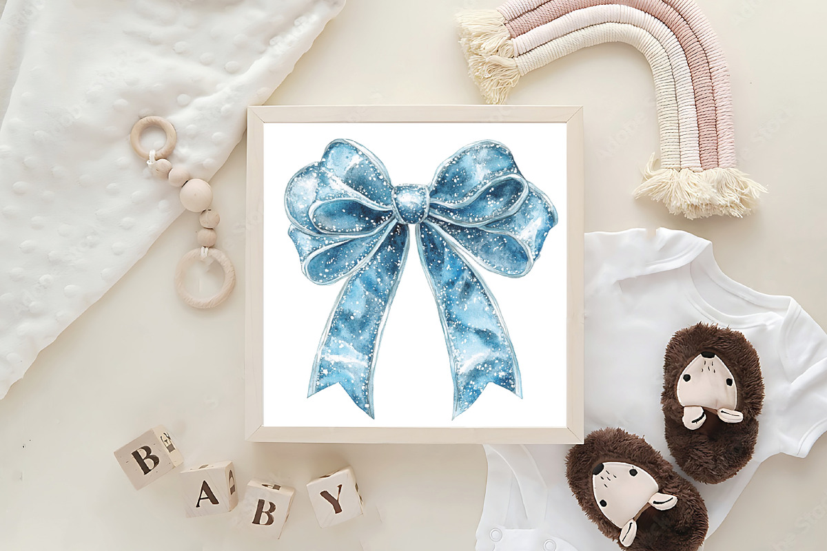 Watercolor Silver Blue Christmas, an Illustration by CraftArtStudio (Photo 6 of 6)