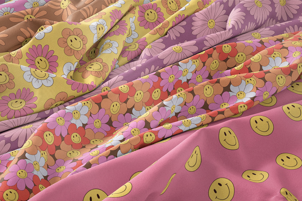 Smiley Flowers Retro Patterns, a Pattern Graphic by Tiger and Flower (Photo 17 of 20)