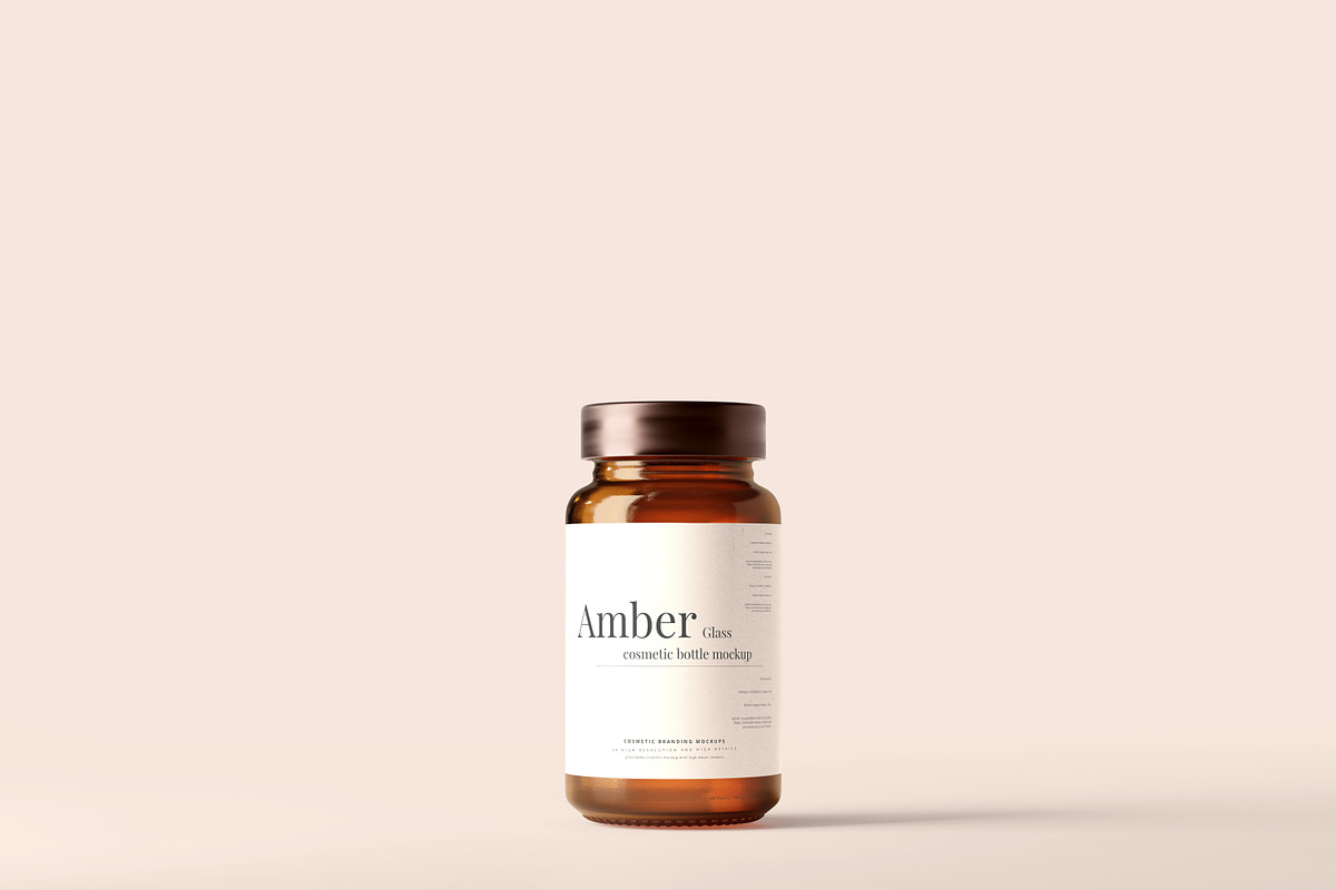 Amber Glass Jar / Bottle Mockups, a Cups & Container Mockup by pmvch (Photo 1 of 10)