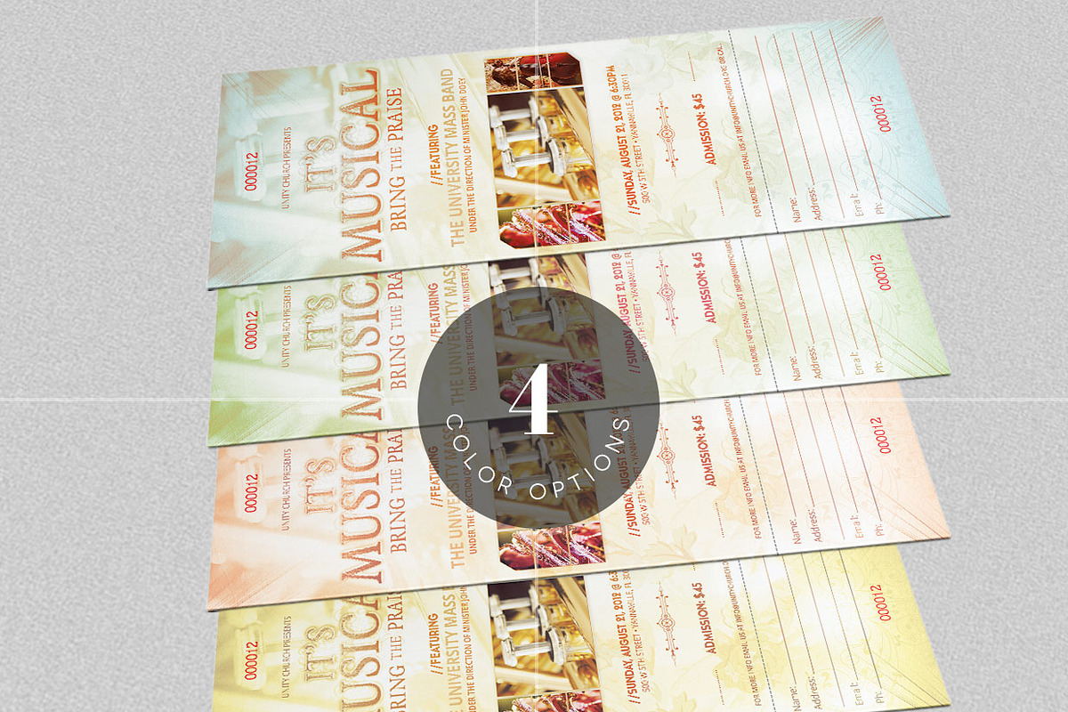 Musical Concert Ticket Template, a Templates & Theme by Godserv Designs (Photo 2 of 2)