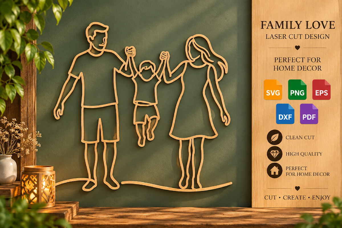 Family Love Laser Cut SVG, an Object Graphic by DreamCafeArt (Photo 1 of 3)