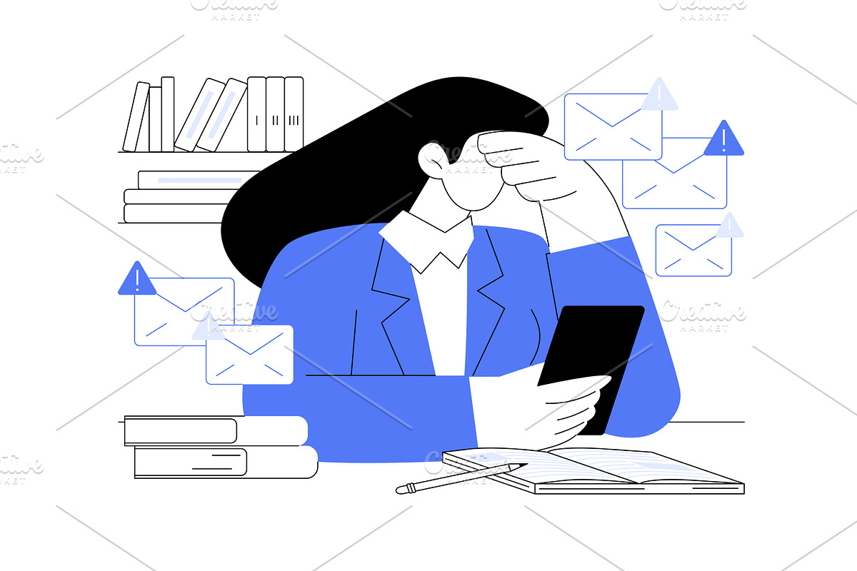 Smartphone overload isolated cartoon, a Person Illustration by Visual Generation