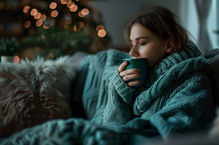 Woman wrapped in wool blanket, a Person Photo by MistyDay