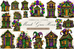 Watercolor Mardi Gras House Clipart, an Illustration by Sublimation Artist