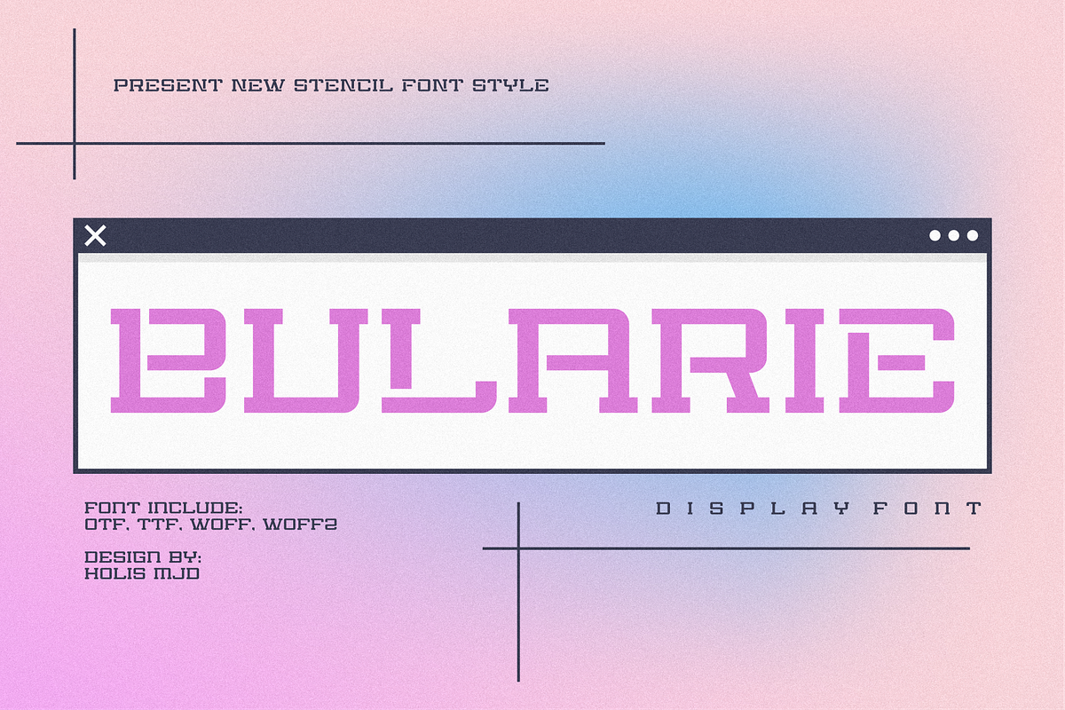 Bularie Futuristic Stencil, a Sans Serif Font by 24Design Studios (Photo 1 of 6)