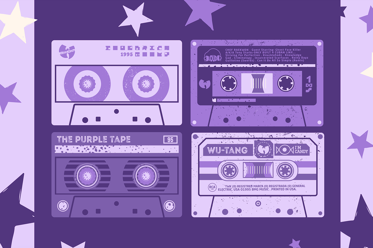 The Purple Tape 1995, an Object Illustration by Darts Lines