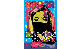 Girl Face With Mask On, Pop Art Back