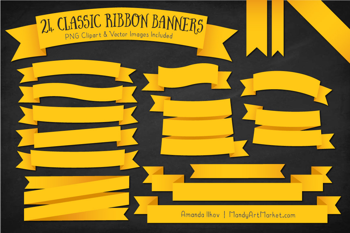 Yellow Ribbon Banner Clipart, an Illustration by Amanda Ilkov (Photo 2 of 4)
