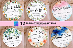 Watercolor floral Gift tag bundle, a Card Template by AIW SOLUTIONS