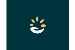 Hand and coins vector logo. Donation, an Object Illustration by Bureau