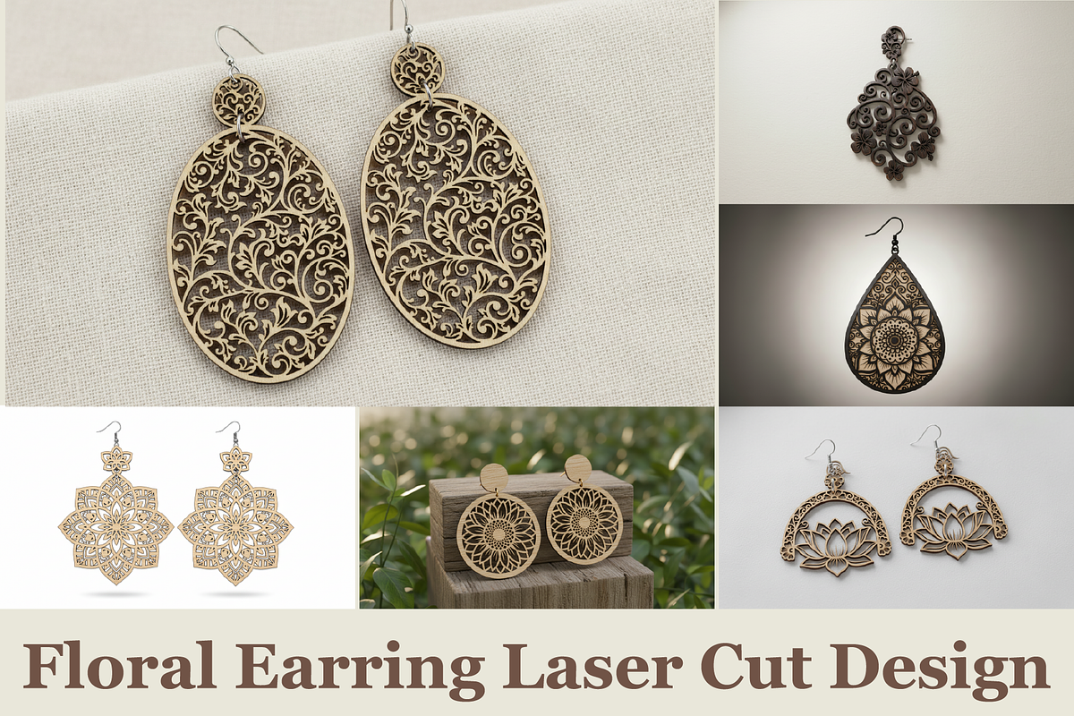 Floral Drop Earring SVGs, a Graphic by musafir_fashion (Photo 1 of 11)