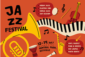 Jazz festival poster. Musical event, an Illustration by YummyBuum