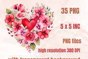 Valentine's Day Flowers Clipart, a Seasonal Illustration by GiraffeCreative (Thumbnail 2 of 9)