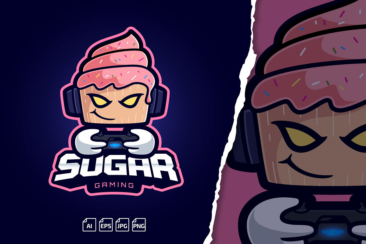 Sugar Gaming Cake Mascot Logo, a Branding & Logo Template by tkzgraphic