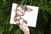 Whimsical Donkey Clipart, an Illustration by Libby Wishes (Thumbnail 5 of 7)