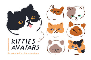 Cute doodle cat, kitty faces set, an Animal Illustration by Good Studio