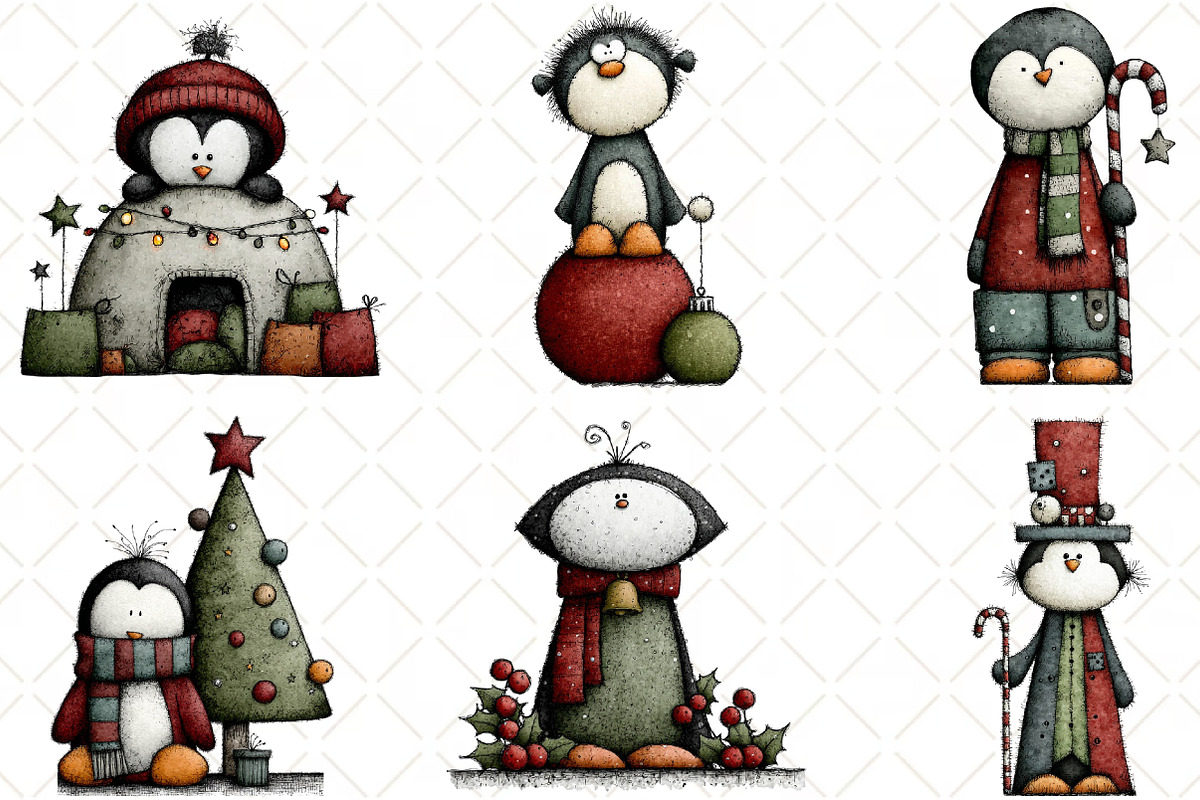 Whimsical Christmas Penguin Clipart, an Animal Illustration by Black Bird Studio (Photo 6 of 6)