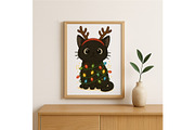 Cute Black Cat Christmas Wall Art, a Background Graphic by LaseredNinja (Thumbnail 2 of 7)