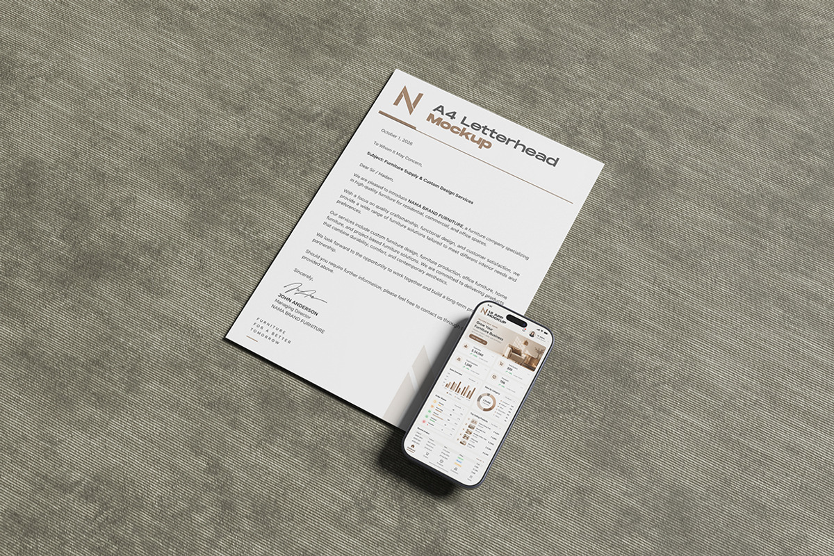A4 Letterhead and App UI Mockup, a Books & Magazine Mockup by My Code Std (Photo 2 of 5)