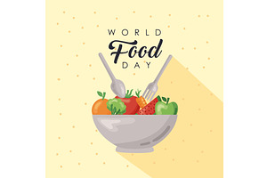 world food day lettering, a Food Illustration by studiogstock