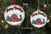 Merry Christmas Red Barn SVG, a Seasonal Illustration by CrexoraLab (Thumbnail 1 of 3)