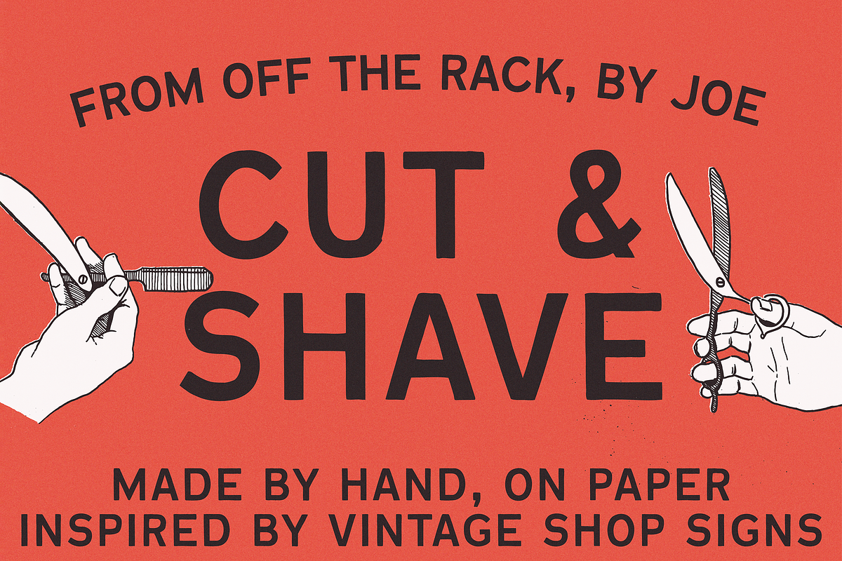 Cut & Shave Hand Drawn Vintage Font, a Sans Serif Font by Off The Rack © (Photo 1 of 6)