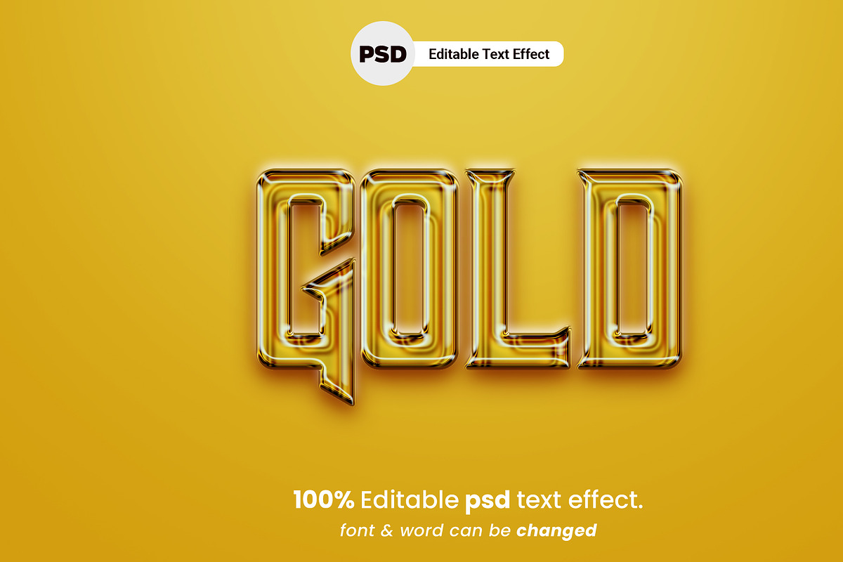 Gold Liquid 3D Text Effect Bundle, a Brushes & More by Zamans (Photo 10 of 10)