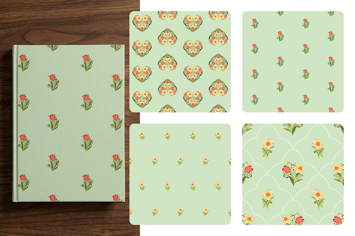 Spring Floral Seamless Patterns, a Pattern Graphic by moja doodle (Photo 5 of 7)