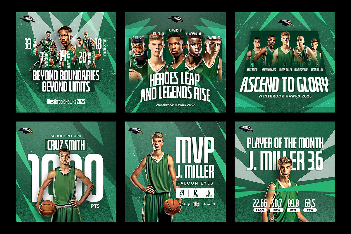 Basketball Team Instagram Templates, a Social Media Template by Bornx Design (Photo 4 of 6)