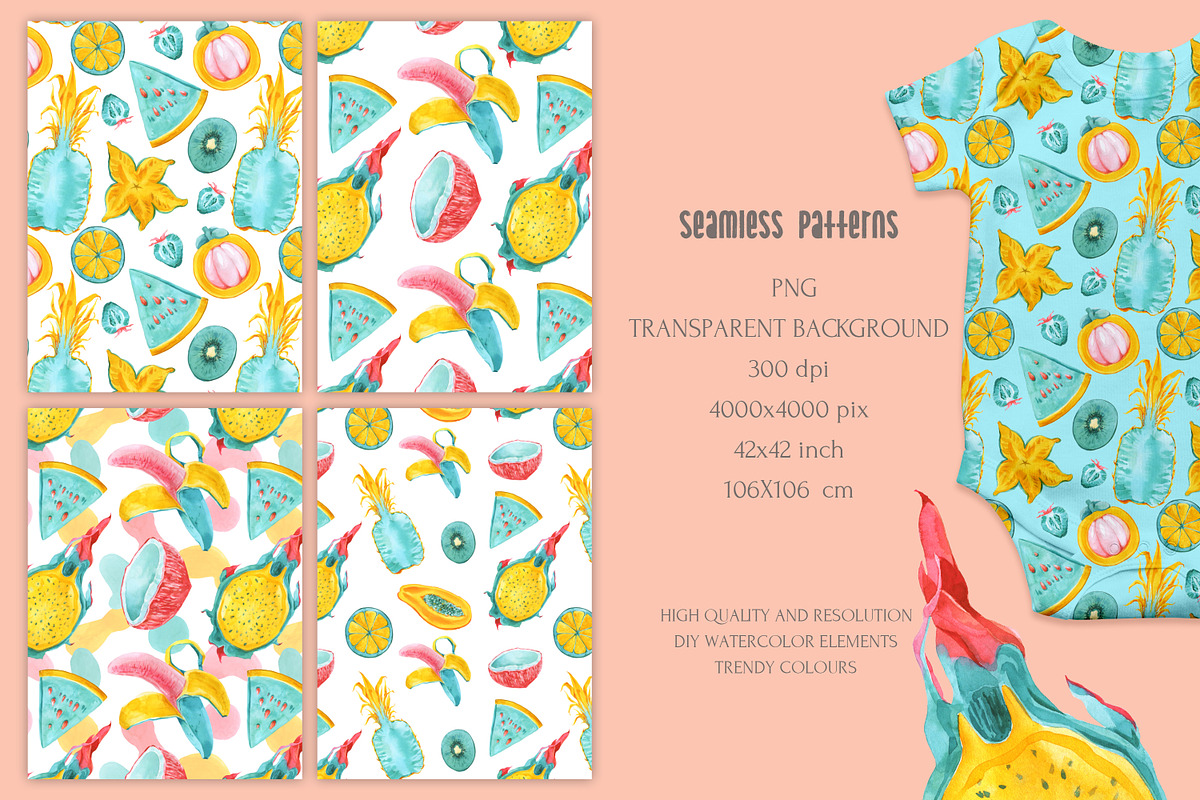 TROPICAL FRUITS Watercolor Set, an Illustration by Cat In Colour (Photo 3 of 7)