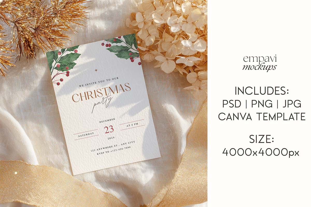 Christmas 5x7 Card Mockup, an Advertising Mockup by EmpaviMockups (Photo 3 of 6)