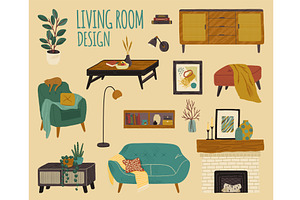 Vector Set Of Living Room