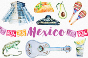 Watercolor Mexico Clipart Set, an Illustration by ArtCreationsDesign (Thumbnail 1 of 2)