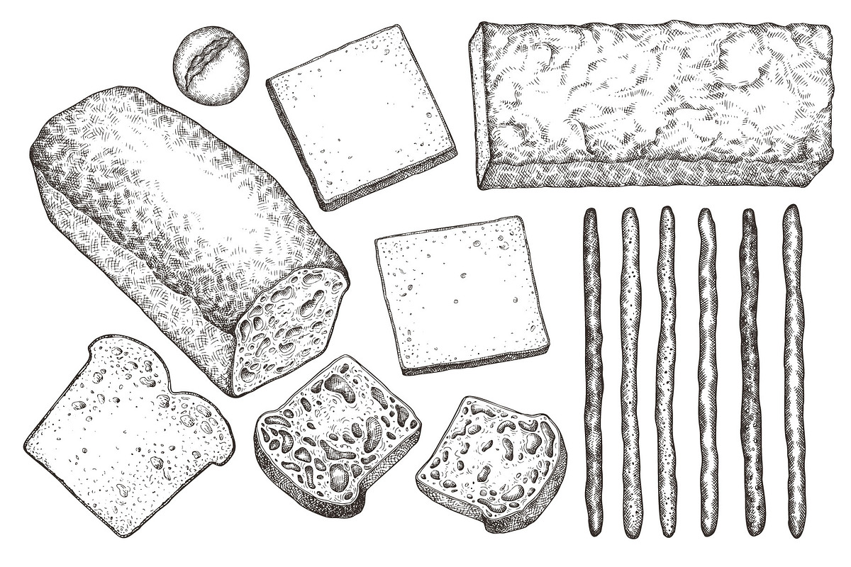Baked Bread Vector Illustrations, a Food Illustration by Lubov Illustrations Shop (Photo 7 of 7)